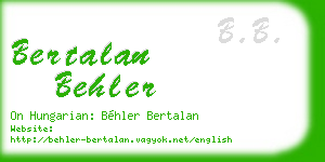 bertalan behler business card